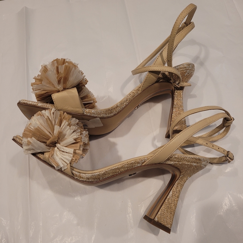 New Sam Edelman Leather Ankle Wrap Heeled Sandals sz 7 - Picture 15 of 15